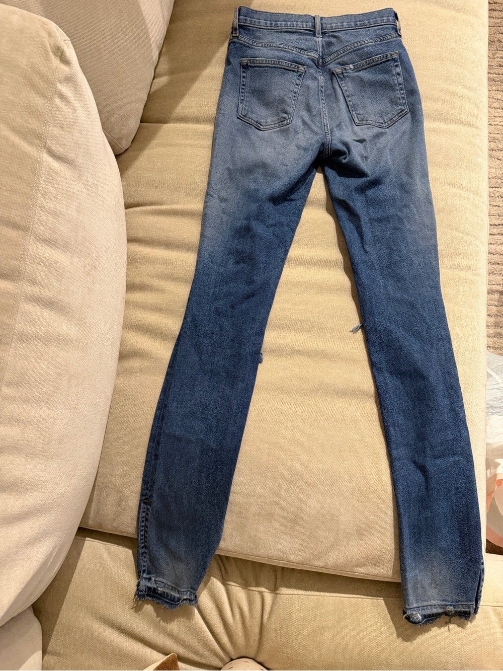 Cotton Citizen Blue Boot Cut Jeans with Knee Rips - Picture 2 of 3